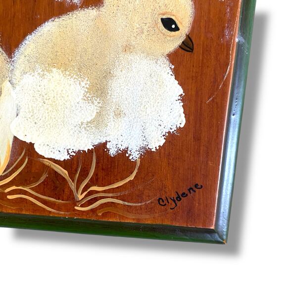 VTG Hand Painted Hen House Art Wooden Plaque Home Artist 1970s Eggs Chics - Picture 4 of 16